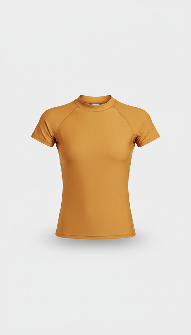 Branded rash vest in Sunset Gold